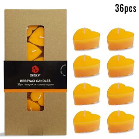 FCMSHAMD Tea Lights - Pack of 36, Premium Beeswax, 0.6 oz Each, 3-4 Hours Burn Time