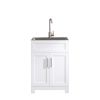 24in White Paint Free Laundry Tub Cabinet w/ Stainless Steel Combo