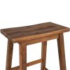 Farmhouse Rustic 2-piece Counter Height Wood Kitchen Dining Stools for Small Places, Walnut