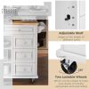 Kitchen cart with Rubber wood desktop rolling mobile kitchen island with storage and 5 draws 53 Inch length(White)