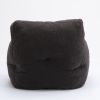 010-Soft Teddy Fabric Tufted Foam Bean Bag Chair With Teddy Fabric Dark Gray