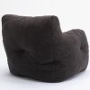 010-Soft Teddy Fabric Tufted Foam Bean Bag Chair With Teddy Fabric Dark Gray