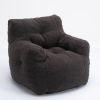 010-Soft Teddy Fabric Tufted Foam Bean Bag Chair With Teddy Fabric Dark Gray