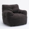 010-Soft Teddy Fabric Tufted Foam Bean Bag Chair With Teddy Fabric Dark Gray