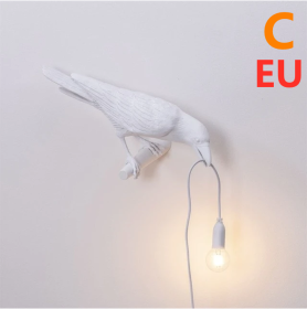 Creative Auspicious Bird Resin Wall Lamp Decoration (Option: White-C-EU)