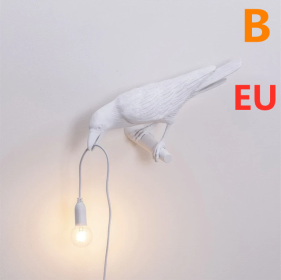 Creative Auspicious Bird Resin Wall Lamp Decoration (Option: White-B-EU)