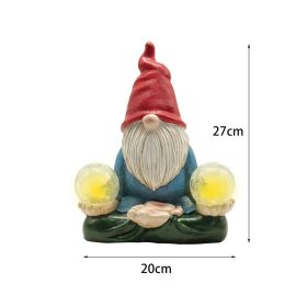 Cartoon Gnome Dwarf Statue Garden Lighting Waterproof Resin Figurines Solar Light Outdoor Lawn Courtyard Night Decorative Lamp (Emitting Color: F)