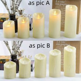 Flameless Flickering LED Candles Battery Operated , Warm Light Real Wax Pillar Votive 3D Wick Candles, Perfect for Party/Wedding/Home Decor(White) (Color: as pic A)